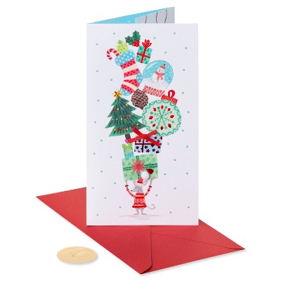 Christmas Card Mouse Holding Presents - PAPYRUS