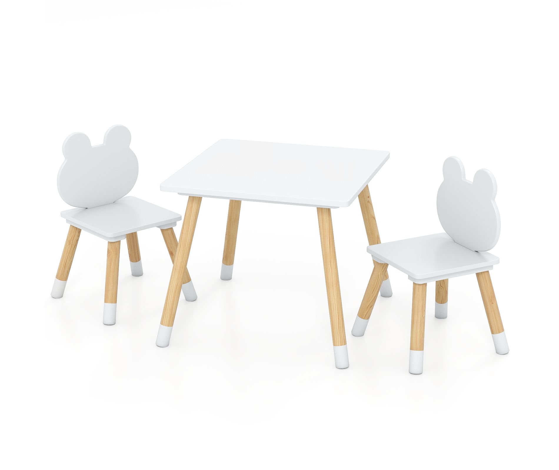 Costway Kids Table & Chairs Set Children Multi-Activity Desk & Frog-Shaped Chair Set w/Wooden Legs