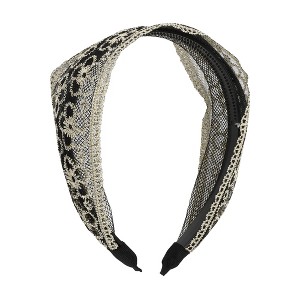 Unique Bargains Women's Elegant Lace Mesh Floral Hairband 6.30"x5.12" Black White 1 Pc - 1 of 3