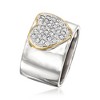 Ross-Simons 0.50 ct. t.w. Pave Diamond Heart Ring in Sterling Silver With 14kt Yellow Gold - 3 of 4