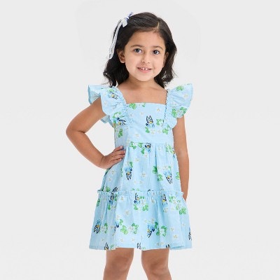 Toddler Girls' Bluey Swiss Dot Dress - Light Blue