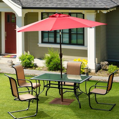Brown Steel Square Patio Umbrella Base with Wheels and Handle