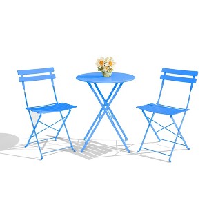 Garvee 3-Piece Folding Bistro Set, Foldable Patio Furniture Set with Premium Frame, Outdoor Bistro Table Chairs Set of 2 for Patio, Garden - 1 of 4