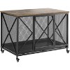 Acekool 48'' Heavy Duty Dog Crate Furniture with Wheels, Flip Top, Removable Tray, End Table Indoor Pet Cage for Small to Large Dogs, Black - 2 of 4