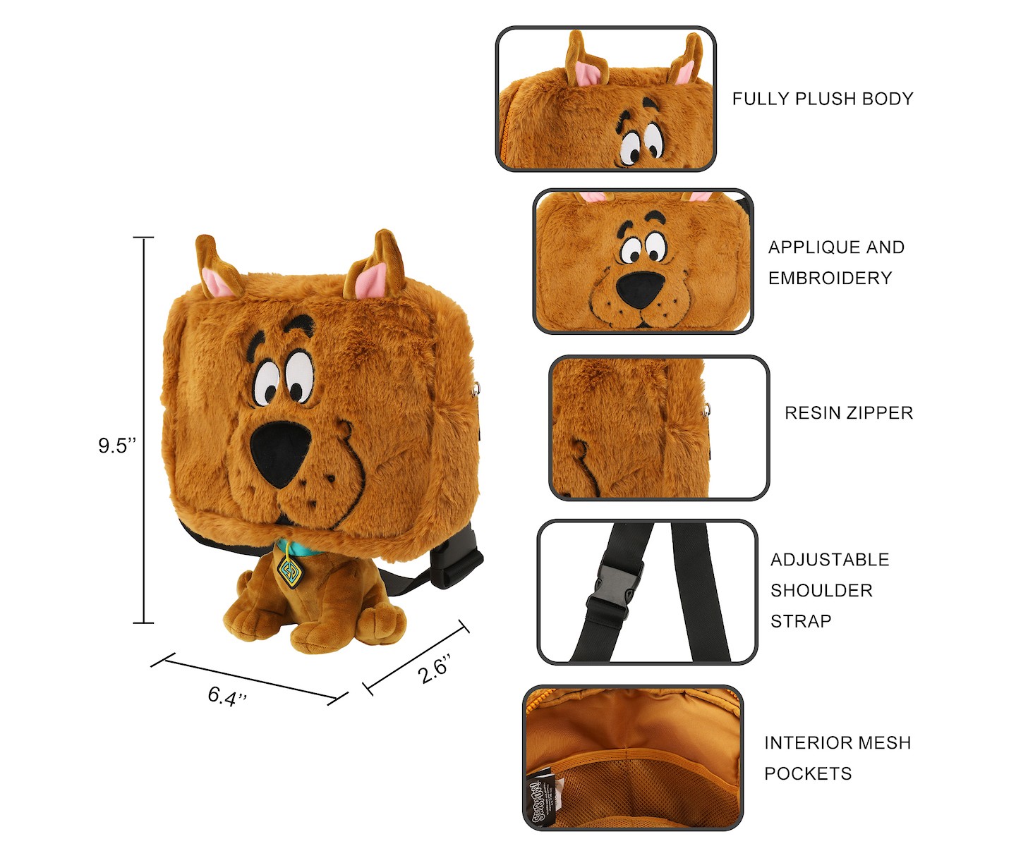 Сумка Scooby-Doo Scooby Doo 9.5" Festie Bestie Plush Crossbody Hand — фото 7