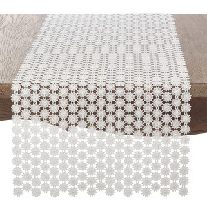Saro Lifestyle Delicate Table Runner With Openwork Lace Design - 1 of 4