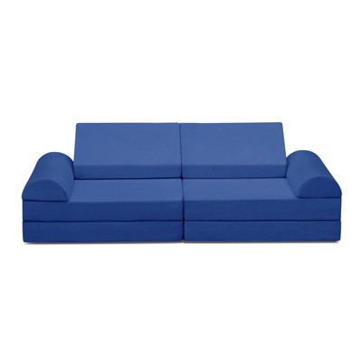 TopComfy Sectional Sofas Modular Kids Play Sofa 8-Piece Convertible Play Couch for Playroom, Navy Blue, 56"*28"*18"