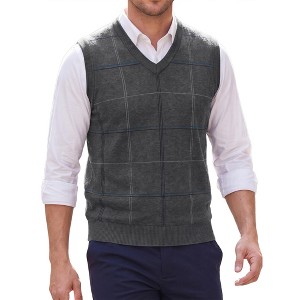 トップス THE ANTHOLOGY original simple vest INSPIRE CHIC Men's Formal Lightweight V-Neck Sleeveless Plaid Knit