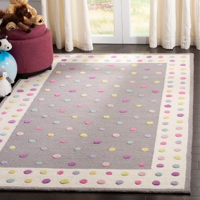 Gray and White Hand-Tufted Wool Kids' Area Rug