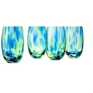 Blue Rose Polish Pottery Hand blown Water Glass Set - 1 of 2