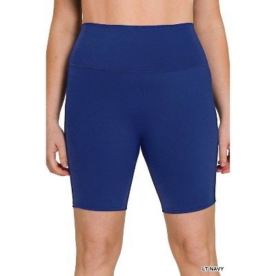Women's High Rise Wide Waistband Biker Shorts - ZENANA