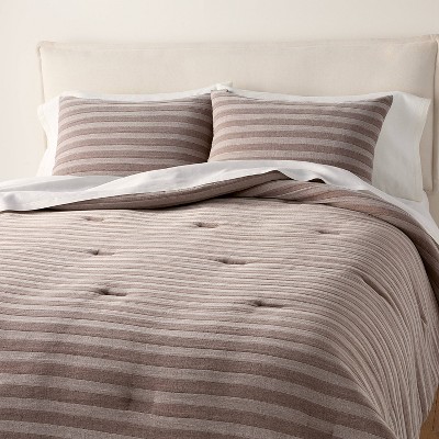 3pc King Tonal Stripe Comforter Set Brown - Hearth & Hand™ with Magnolia
