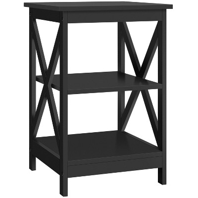 Yaheetech 3 Tier Wood End Table with Storage Shelves, X-Shape Frame SideTable for Living Room