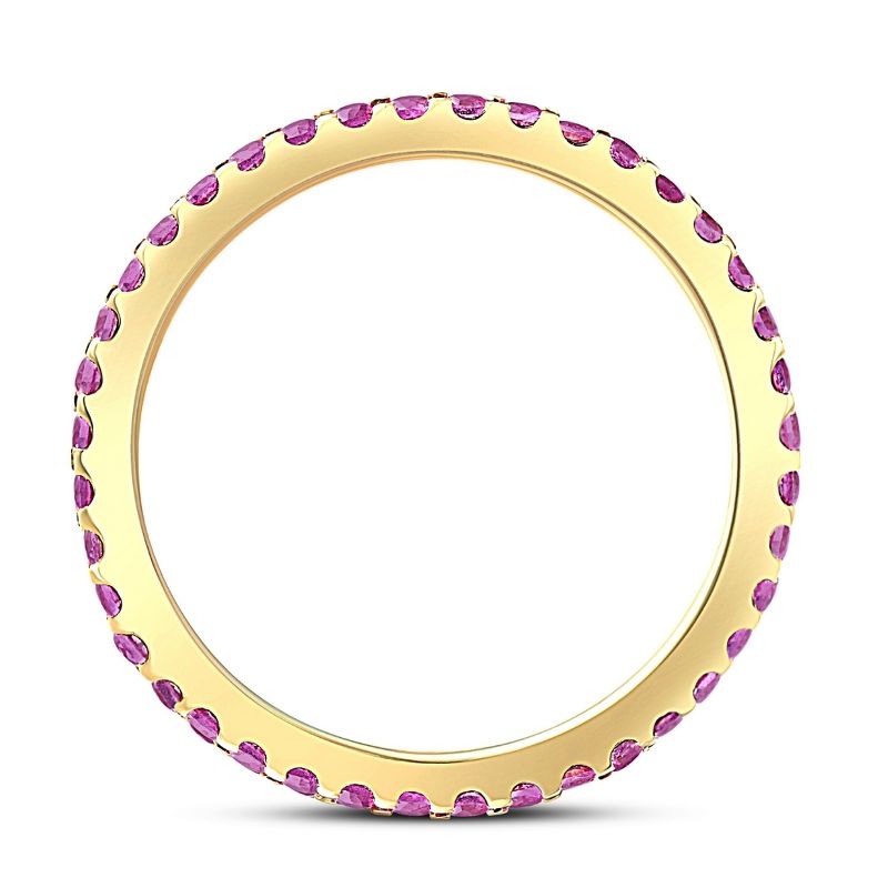 Pompeii3 3/4Ct Pink Sapphire Stackable Ring Wedding Band 10k Yellow Gold, 3 of 6