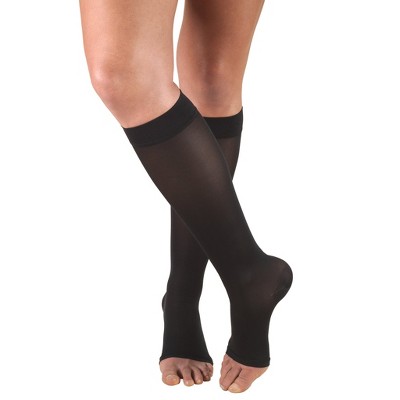 Truform Women's Compression Stockings, 15-20 mmHg, Knee High Length, Open Toe, Opaque