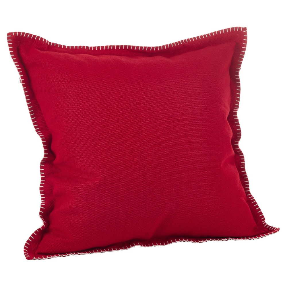 Red Celena Whip Stitched Flange Design Throw Pillow (20") - Saro Lifestyle