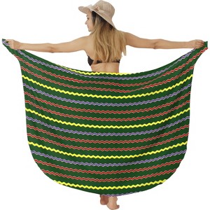 HAPPY BAY Women's Vacation Beachwear Swimsuit Pareo Sarong Bikini Wrap Bathingsuit One Size Green, Zig Zag - 1 of 4