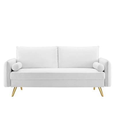 Revive 72" White Velvet Sofa with Removable Cushions