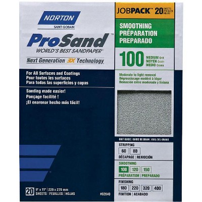 Norton ProSand 11 in. L X 9 in. W 100 Grit Aluminum Oxide Sandpaper 20 pk
