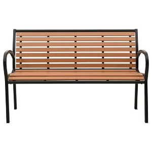 vidaXL Garden Bench Black and Brown Steel Standard - 1 of 4