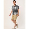 Lars Amadeus Men's Contrast Color Short Sleeves Striped Plaid Printed Shirt - 4 of 4