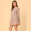 Allegra K Women's Floral Dress Tie Neck Long Sleeve Empire Wasit Tiered Dress - 4 of 4