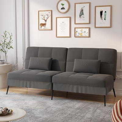 COMHOMA Convertible Futon Sofa Bed Soft Upholstered Futon Couch Fabric Sleeper Sofa