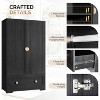 VINGLI Armoire Wardrobe Closet with Doors, 38" W Armoire Wardrobe Cabinet with Drawers and Hanging Rod, Black Wood Bedroom Armoires - 4 of 4