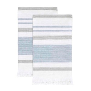 Izod Clubhouse Stripe Blue 2-Pack Fingertip Towel Set - 1 of 4
