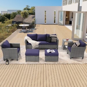Sonkuki 6-Piece Patio Conversation Set with Side Table - 1 of 4