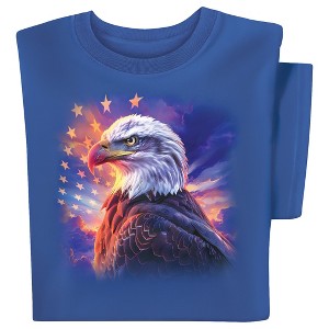 Collections Etc Patriotic Majestic Sunrise Eagle Short Sleeve Graphic Tee Large Women Blue - 1 of 4