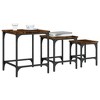 vidaXL Set of 3 Smoked Oak Nesting Coffee Tables - Industrial Design, Engineered Wood, Various Sizes, Metal Frame, Max 99.2 lb Load - 3 of 4