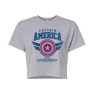 Women's - Marvel - Captain America Collegiate Cropped Graphic T-Shirt - 1 of 4