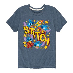 Boys' - Lilo and Stitch - Stitch Space Stickers Short Sleeve Graphic T-Shirt - 1 of 3