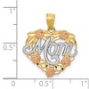 Black Bow Jewelry 14k Two Tone Gold and White Rhodium Mom Heart with Roses Pendant, 19mm - 4 of 4