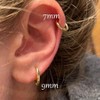 7mm Minimalist Gold Hoop Earrings. Hypoallergenic, Lightweight & Comfortable for Daily Wear on Sensitive Ears and Multiple Piercings. - 2 of 4