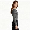 Cherie Code Women’s Off‑Shoulder Ruched Long Sleeve Knit Top – Slim Fit Stretch Tee in Grey - 2 of 4