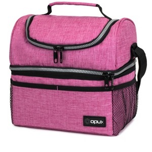 OPUX Double Decker Lunch Box Men Women, Insulated Leakproof Cooler Bag Adult Work, Dual Compartment Pail Tote Boys Girls Kids - 1 of 4