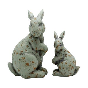 Transpac Resin Green Distressed sed Bunnies Set of 2 Home Decorations Spring - 1 of 1