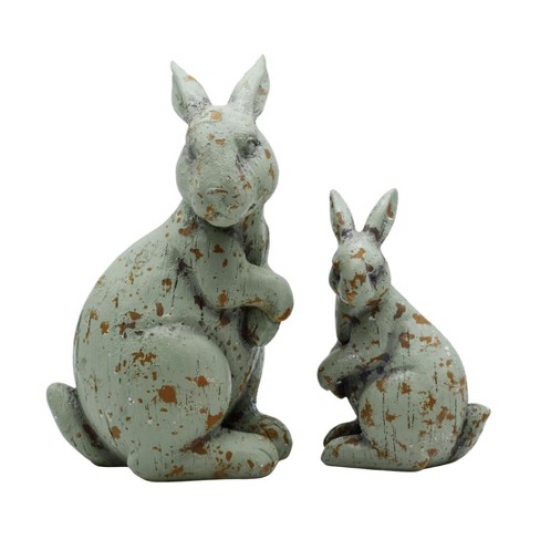 Transpac Resin Green Distressed sed Bunnies Set of 2 Home Decorations Spring - image 1 of 1