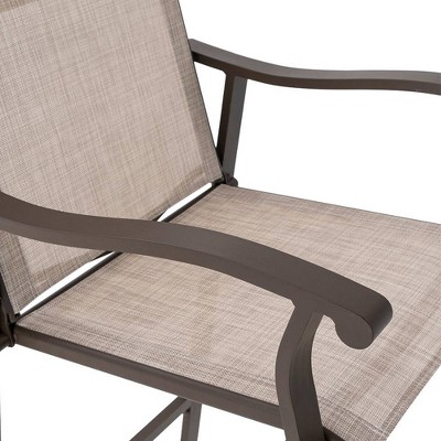 Beige Aluminum Outdoor Counter Height Bar Stools Set of 2