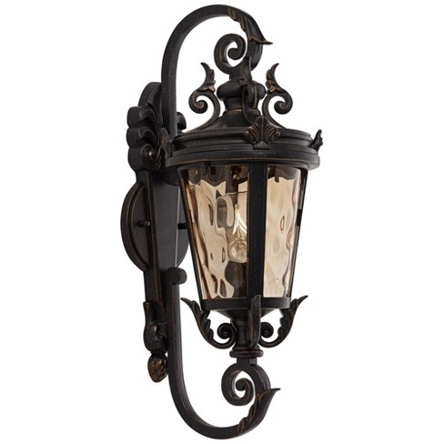 John Timberland Casa Marseille Vintage Rustic Outdoor Wall Light Fixture  Veranda Bronze 19 Champagne Hammered Glass For Post Exterior Barn Deck  House : Target