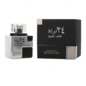 Lattafa 24 Carat White Gold By Lattafa Unisex Pink Pepper, Geranium, Nutmeg, Tonka Bean, Agarwood, Vetiver  Eau De Parfum Spray 3.4 Oz - 1 of 1