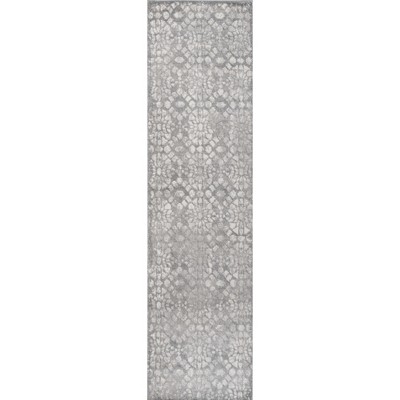 Gray Geometric Synthetic Reversible Runner Rug