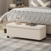 HOMCOM 44 Inches Storage Ottoman Bench, Corduroy End of Bed Foot Rest with Lid, Legs, Storage Chest for Living Room, Bedroom, Entryway, Beige - 3 of 4