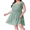 Agnes Orinda Women's Plus Size Summer Floral Square Neck Ruffle Cap Sleeve Casual A Line Dresses - 2 of 4
