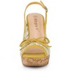 Allegra K Women's Casual Wood Platform Heels Bow Lace Wedge Sandals - 2 of 4