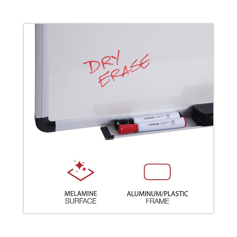 UNIVERSAL Dry Erase Board Melamine 36 x 24 White Black/Gray Aluminum/Plastic Frame 43723, 2 of 9