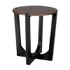 Modern Round End Table with Black Geometric Base, Accent Side Table for Living Room, Bedroom, Entryway or Small Space Decor-The Pop Home - 3 of 4