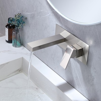 Brushed Nickel Single-Handle Wall-Mount Bathroom Faucet